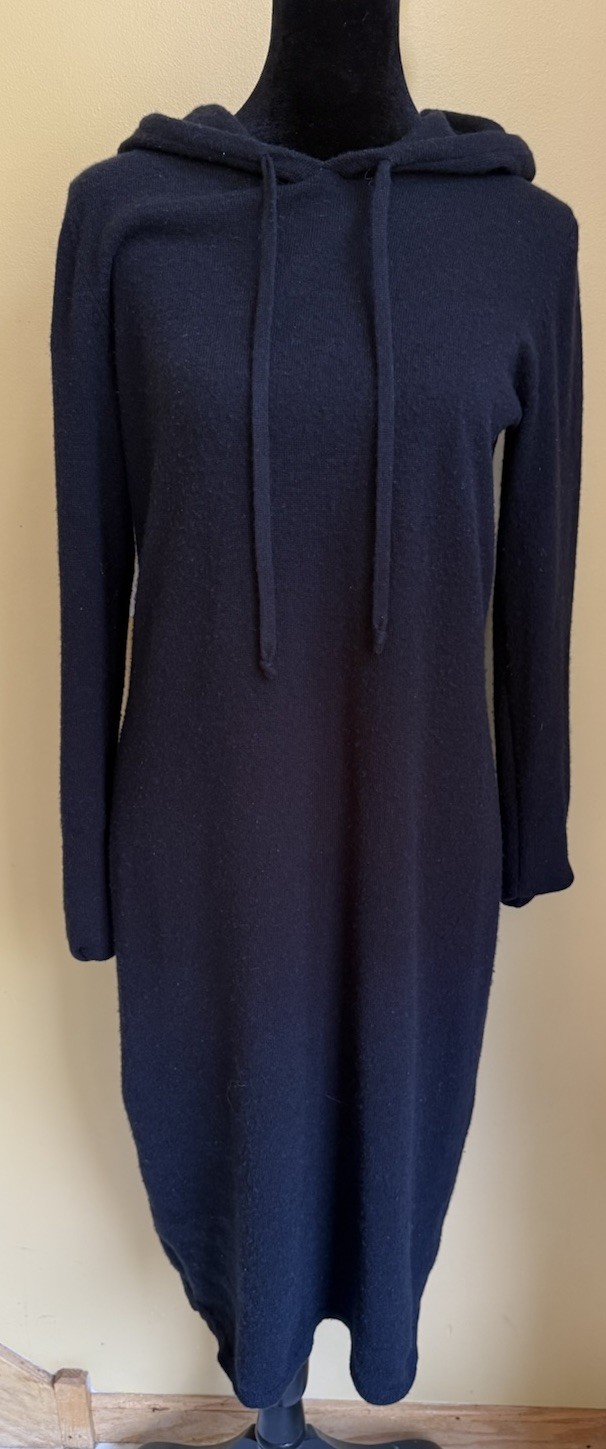 Nordstrom Signature Womens Black Cashmere Hoodie Midi Dress Size S