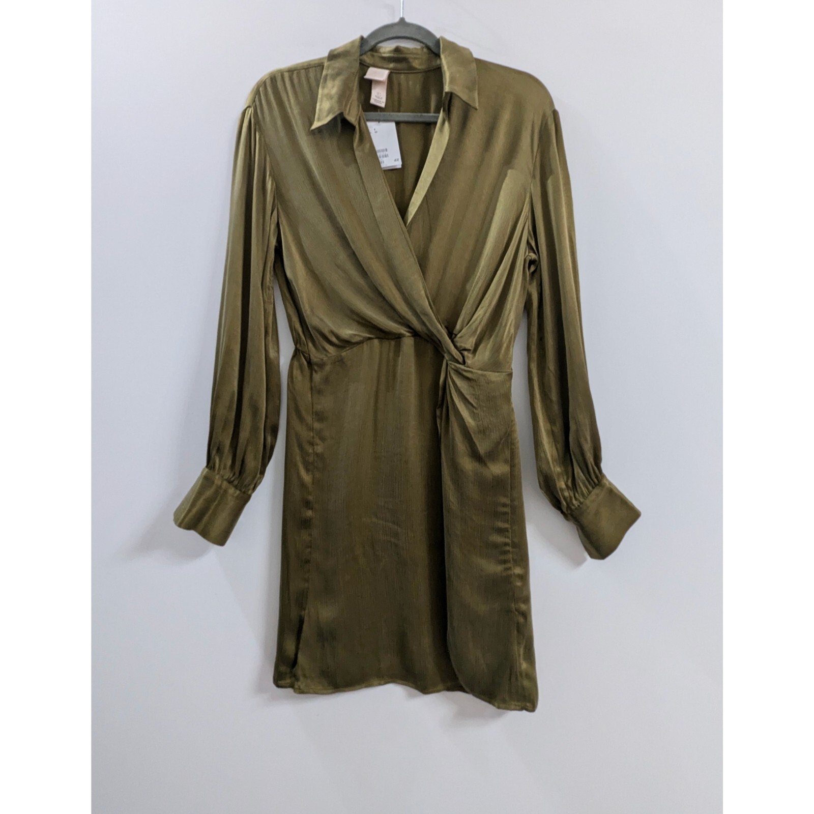 H&M Low-cut V-neck Wrapover Tunic with Draped Knot Detail Size 6