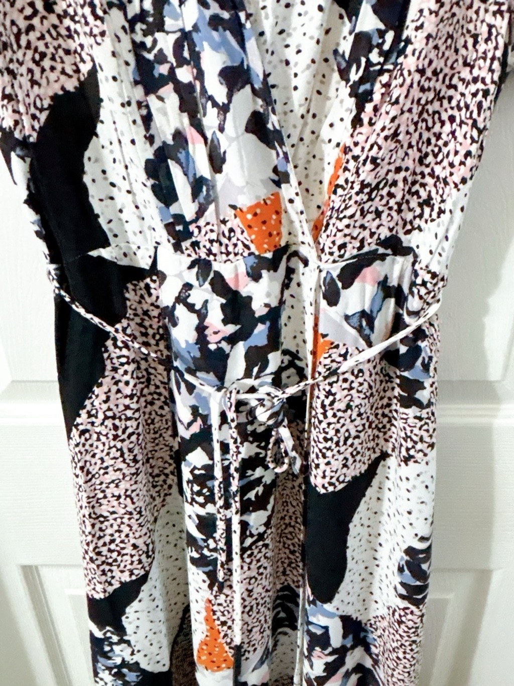 French Connection Asha Draped Abstract Print Faux Wrap Maxi Boho Resort Dress
