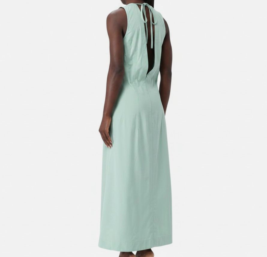 Bottega Veneta Womens Green V-Neck Sleeveless Midi A-Line Dress Size 42