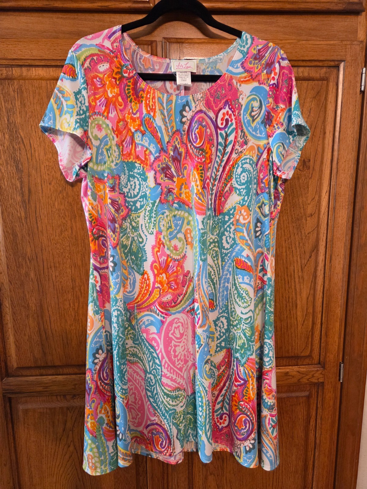 Ivy Lane Paisley Dress Women’s XL Short Sleeve Multicolor Made in USA NWOT
