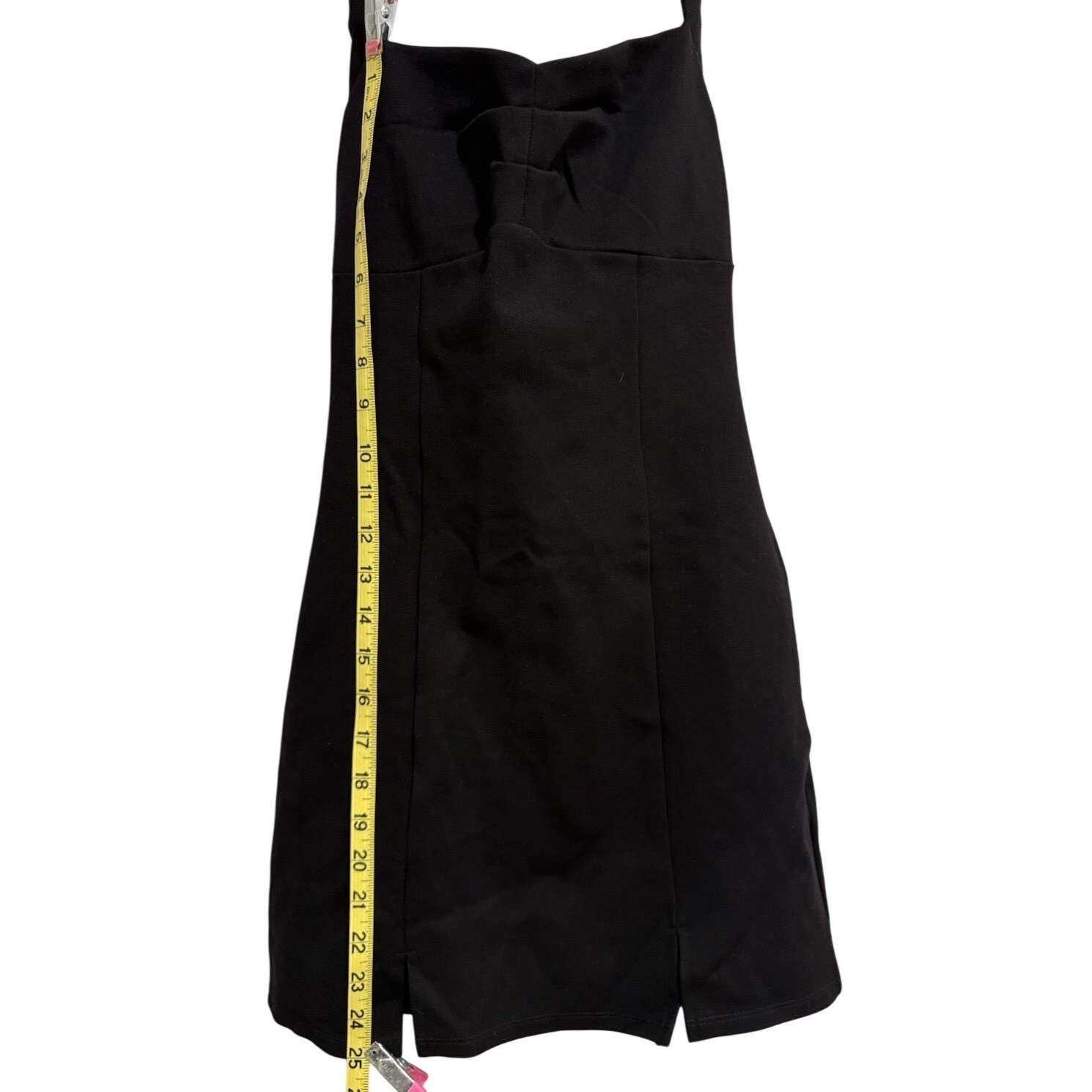 Forever 21 Black Open Back Halter Mini Dress Neck Sheath Slits Formal Party Sz M