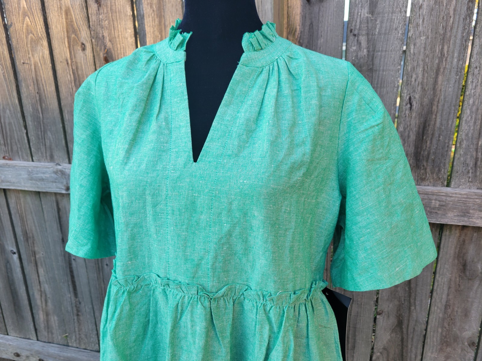 NEW Tuckernuck Crawford Mini Dress Tiered Sea Green Sz Med Linen Blend Coastal