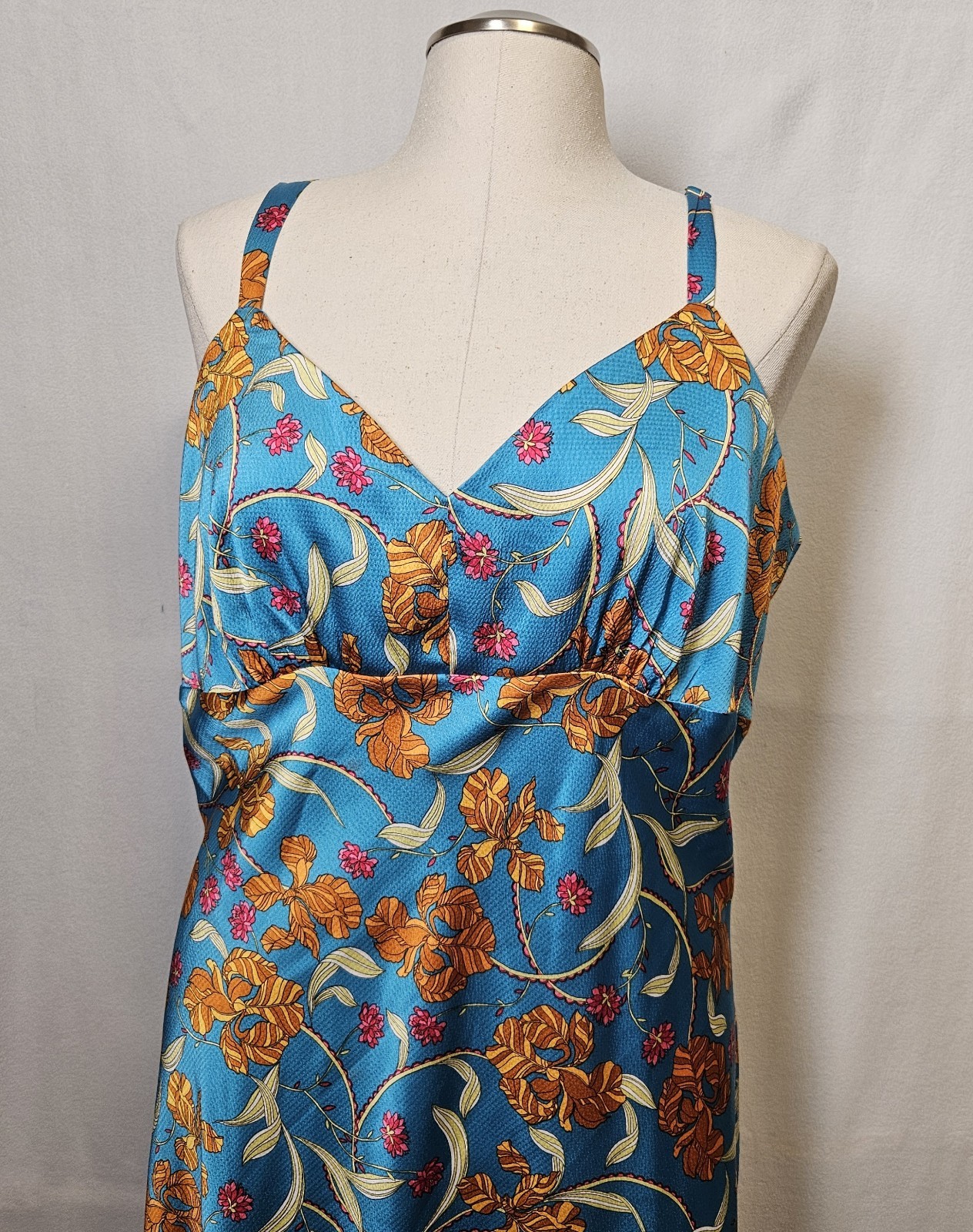 Sofia Jeans Plus Slip Midi Dress by Sofia Vergara Sz XXXL Blue Floral Tropical