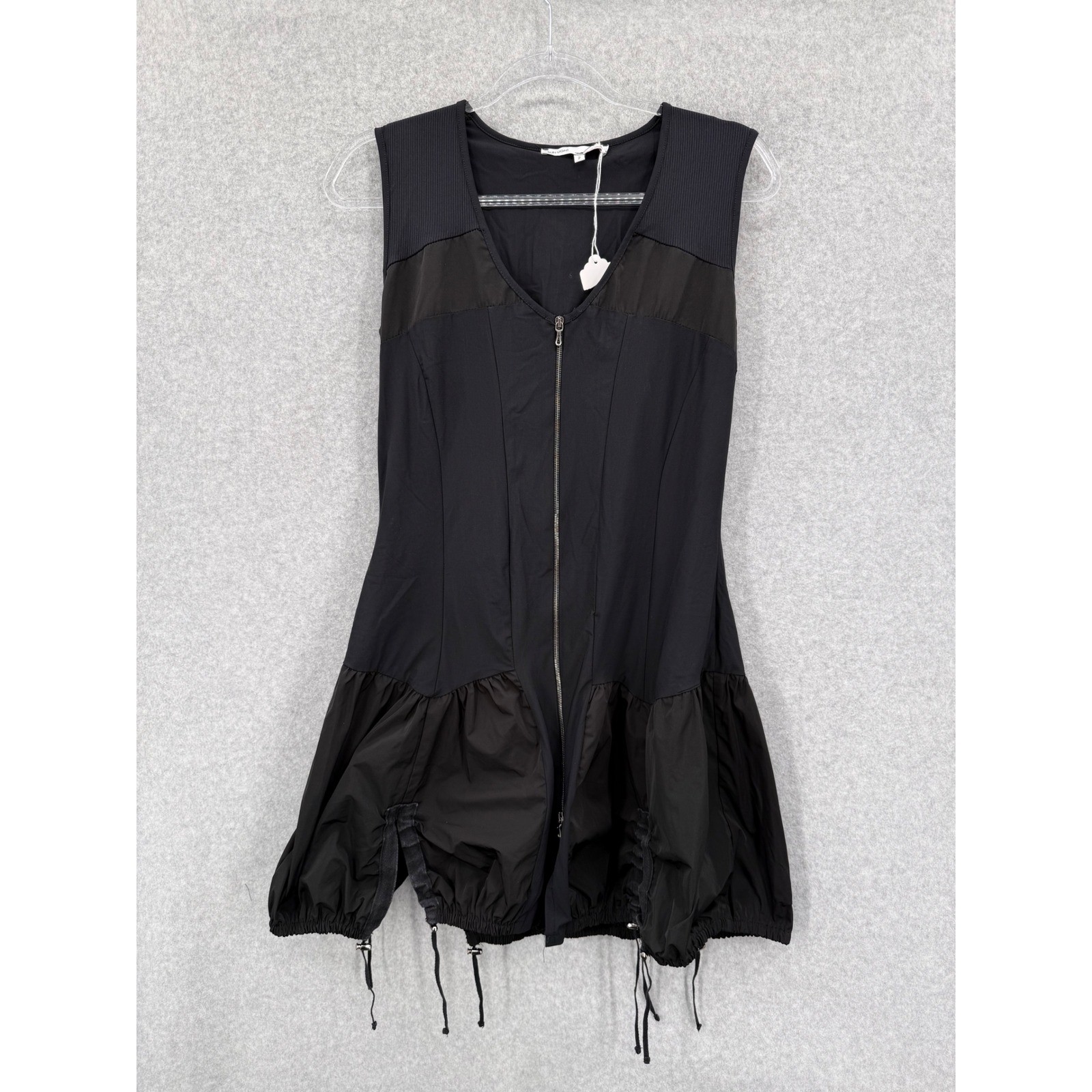 Sunlight Paris Dress Womens T2 Black Full Zip Drop Waist Bubble Hem Sleeveless