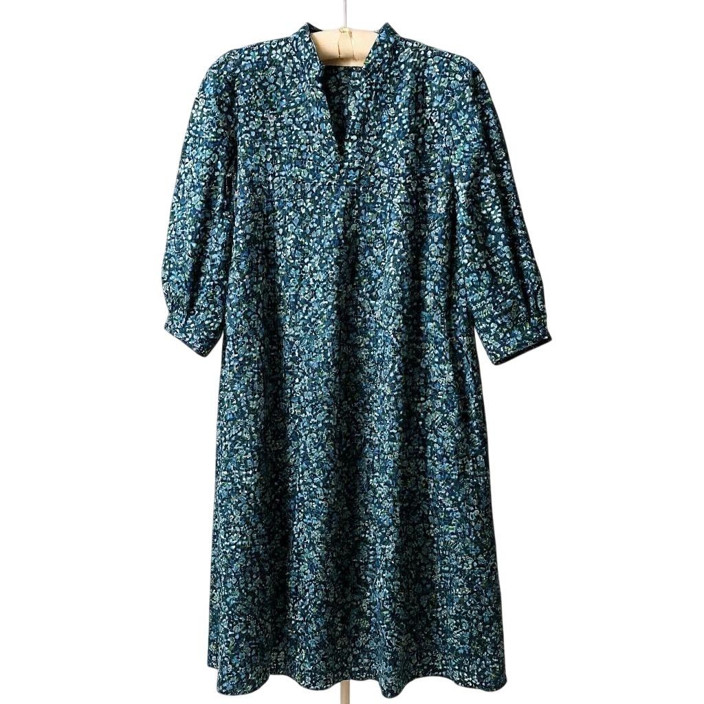 Beverly Drive Women’s XS Blue Floral Midi Dress 3/4 Sleeve Cottage Core – CJ