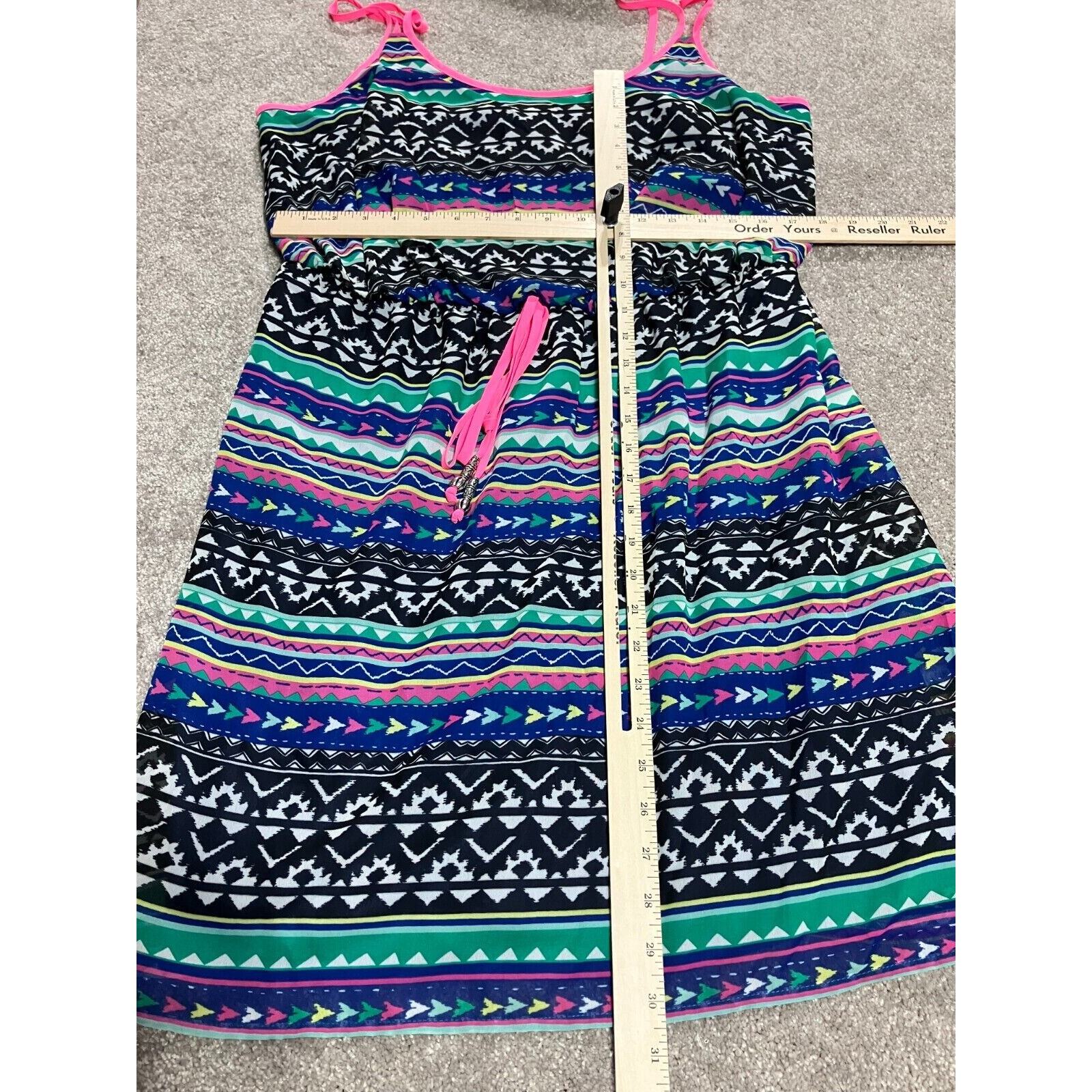 Vintage Deb Sun Dress Plus 2X Drawstring Waist Aztec Hippie Playful 80s 90s