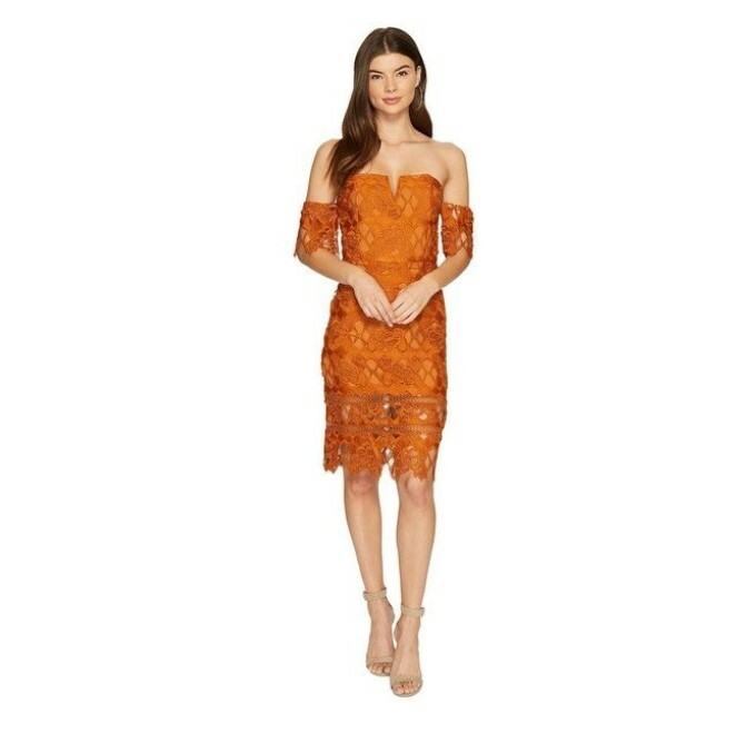 J.O.A. Off The Shoulder Lace Dress Amber Size S 1220