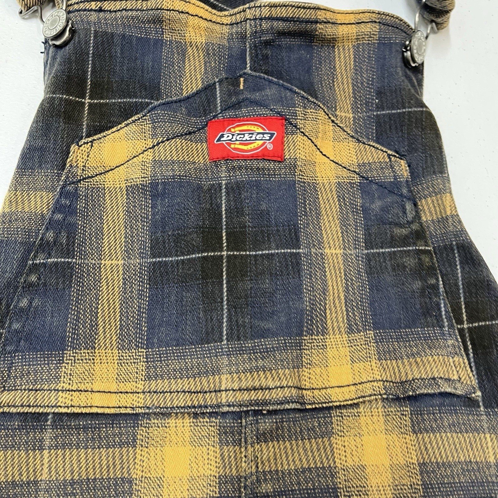 Dickies Overall Jumper Mini Dress Black Brown Tarten Plaid M Workwear Country