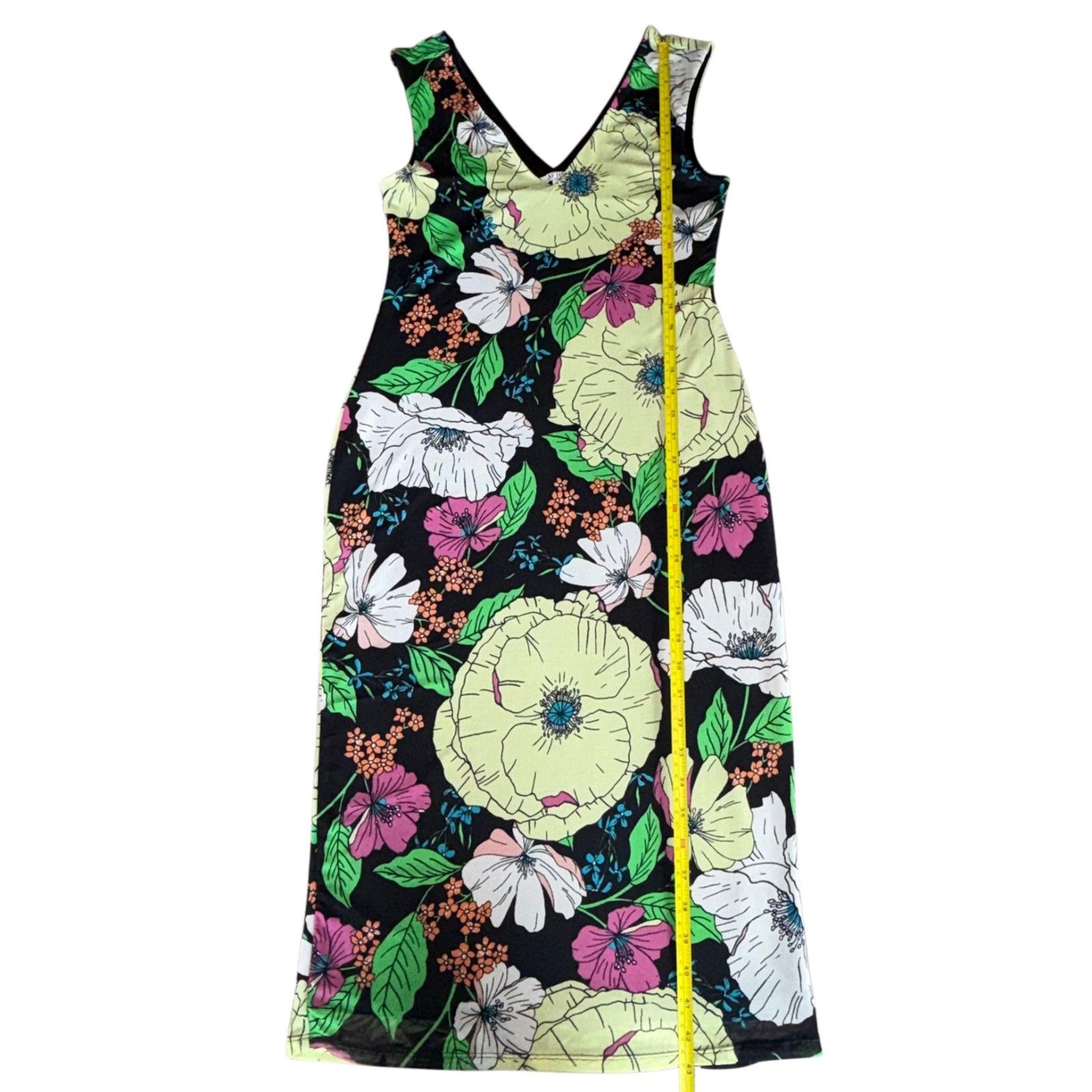 AFRM Los Angeles Ariana Floral Print Sleeveless Mesh Maxi Dress Womens Size Med