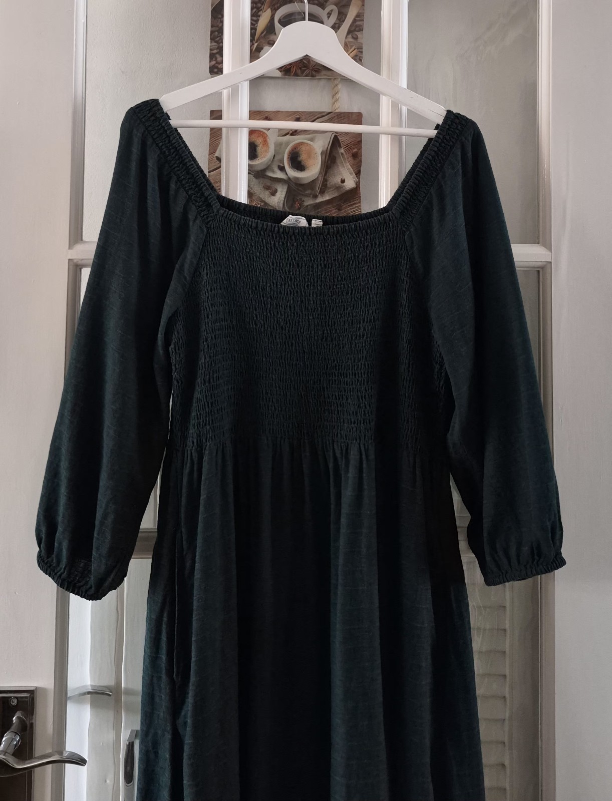 FAT FACE Adele Shirred Dark Green Midi Dress. Size UK 14 Regular . *VGC*