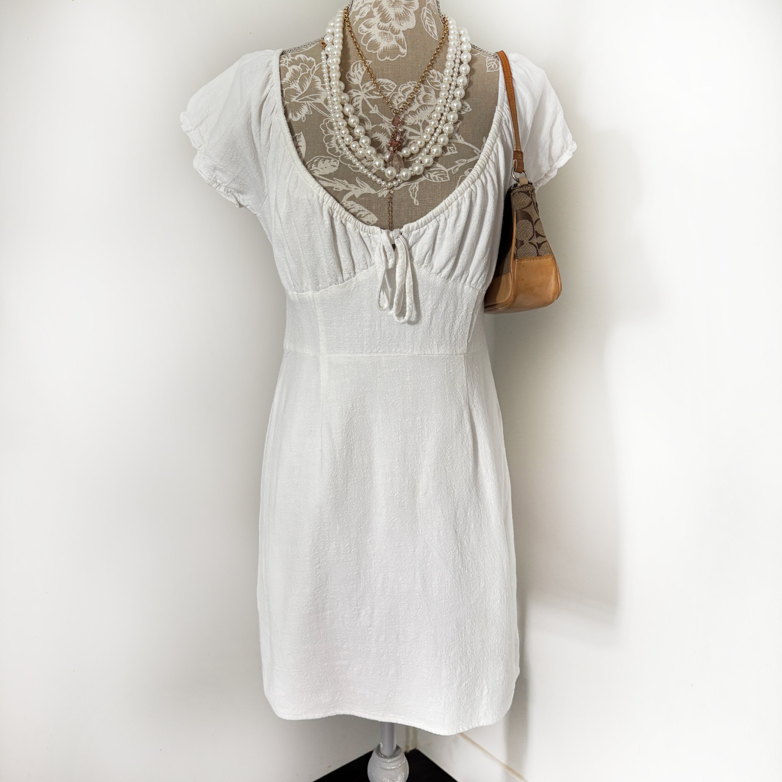 Lottie Moss white puff sleeve mini dress Size M