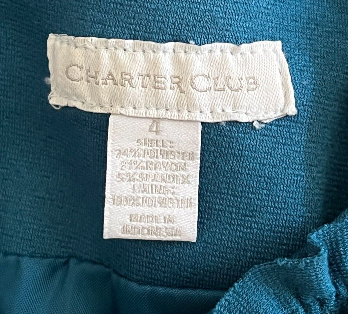 Sleeveless A-Line Sheath Dress Ruffle Neck Dress Charter Club Women Size 4 Teal