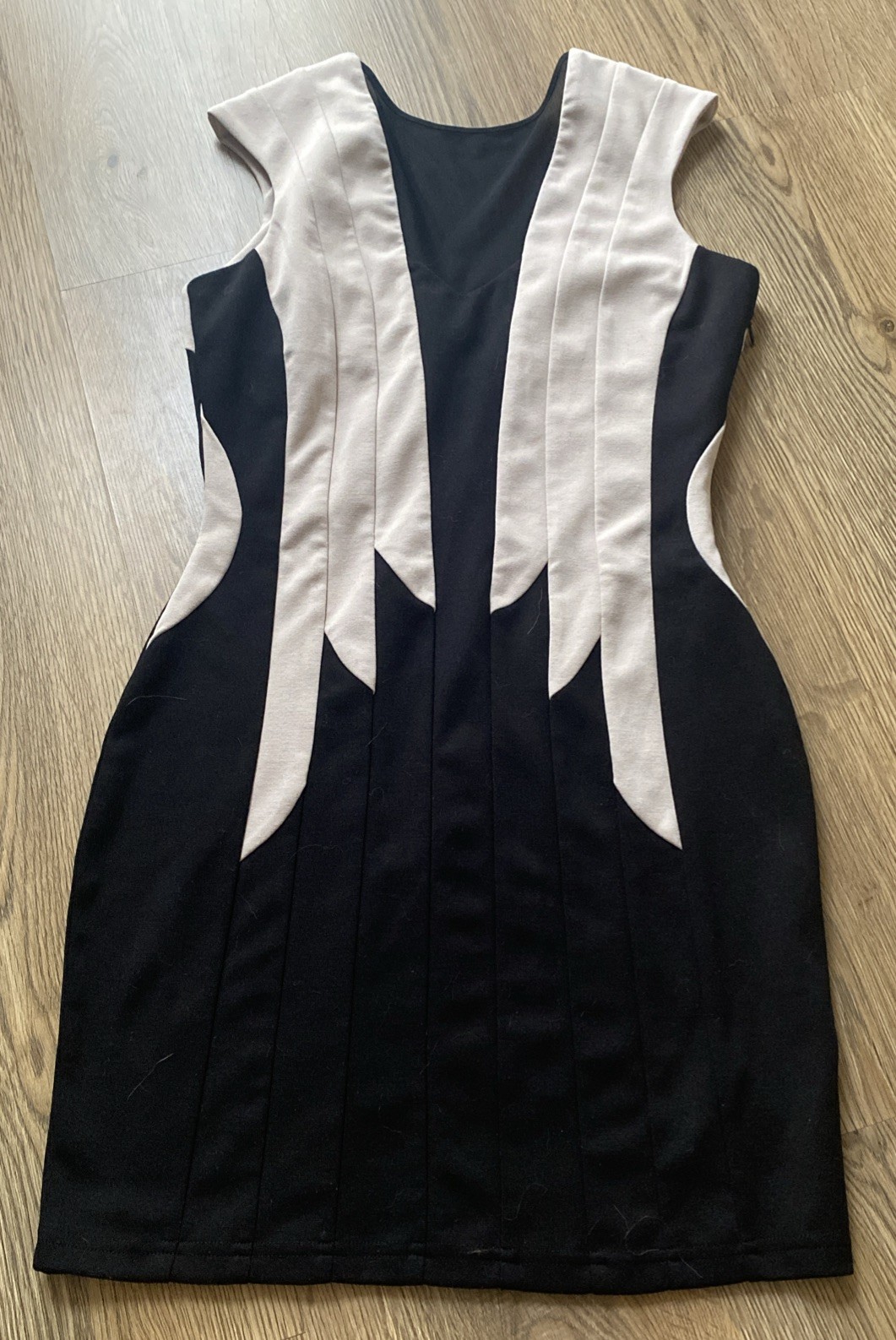Lipsy London MiniDress Sz 10 Black/Beige Sleeveless Bodycon Chest Mesh Panel