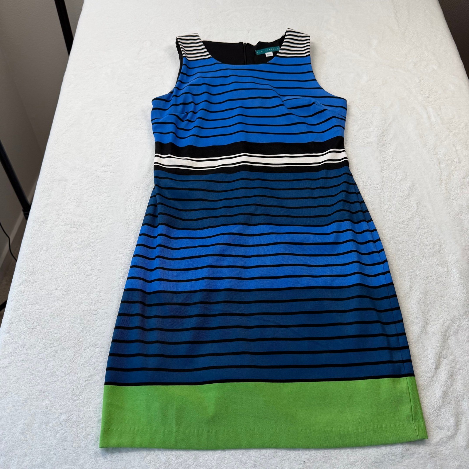 Pim + Larkin Sheath Dress Womens S Blue Striped Good Colorblock Sleeveless
