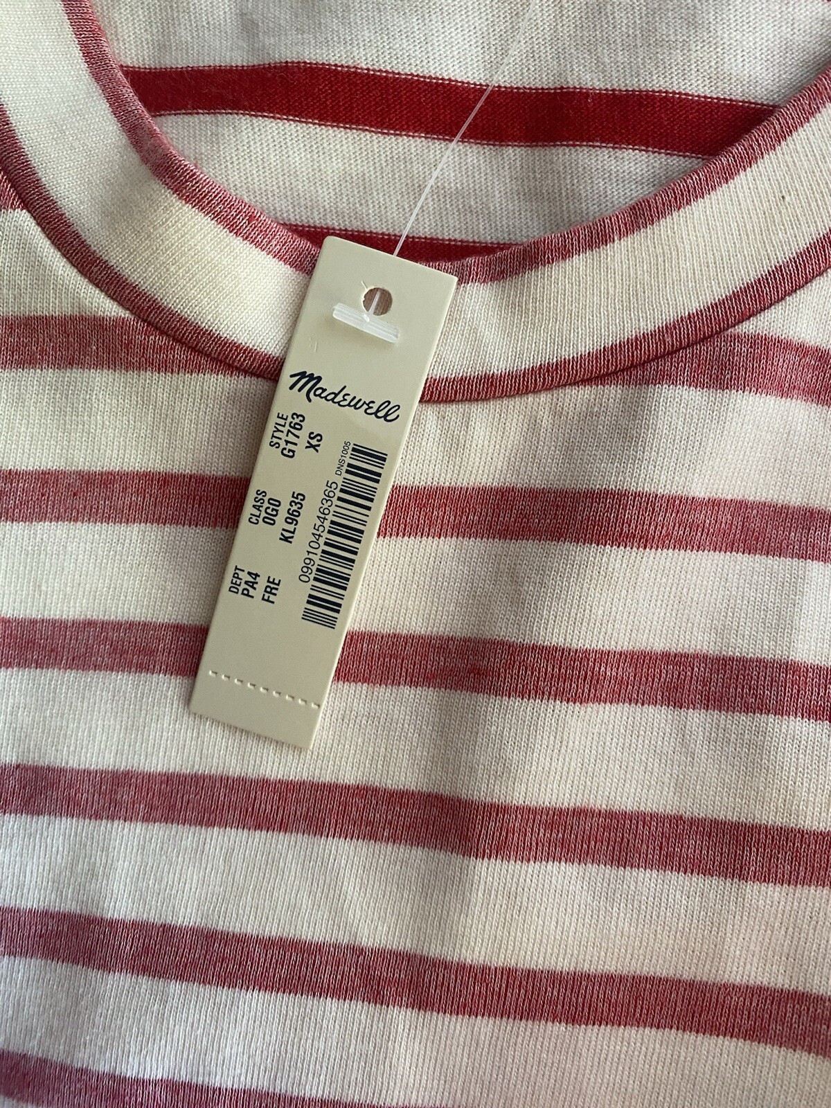 Madewell Mini Dress Muted Red/Cream Striped Retreat T-Shirt Sz XS NWT