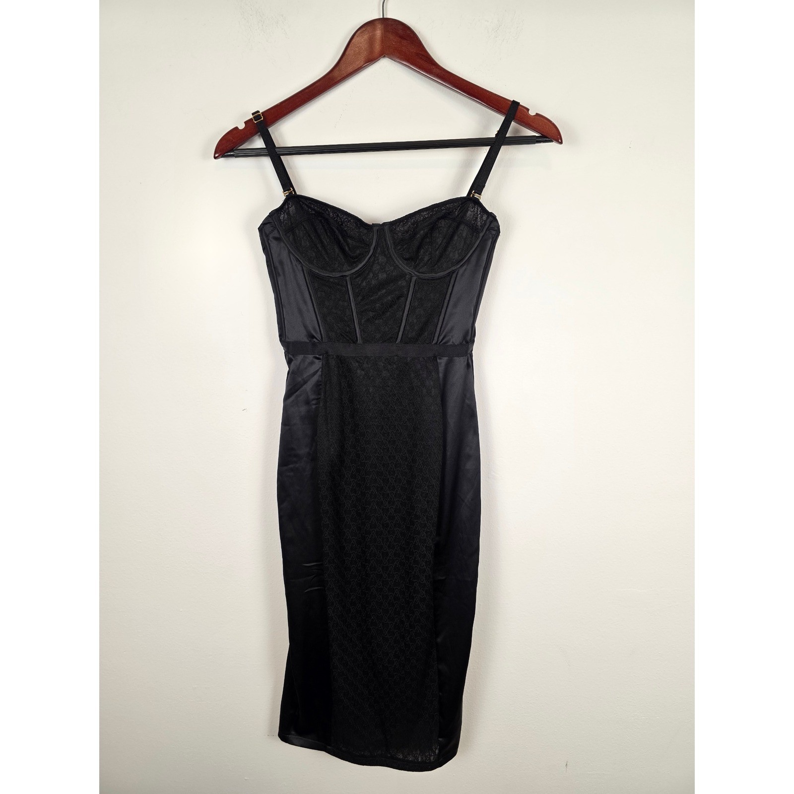 VS Archives Victoria’s Secret Monogram Black Lace Bustier Corset Dress XS Party