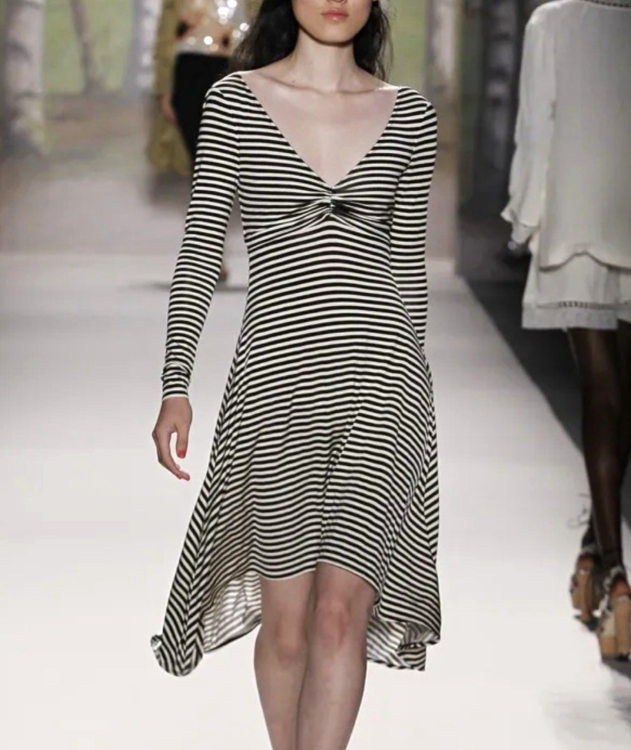 Tracy Reese runway ready black and white stripe dress in size M