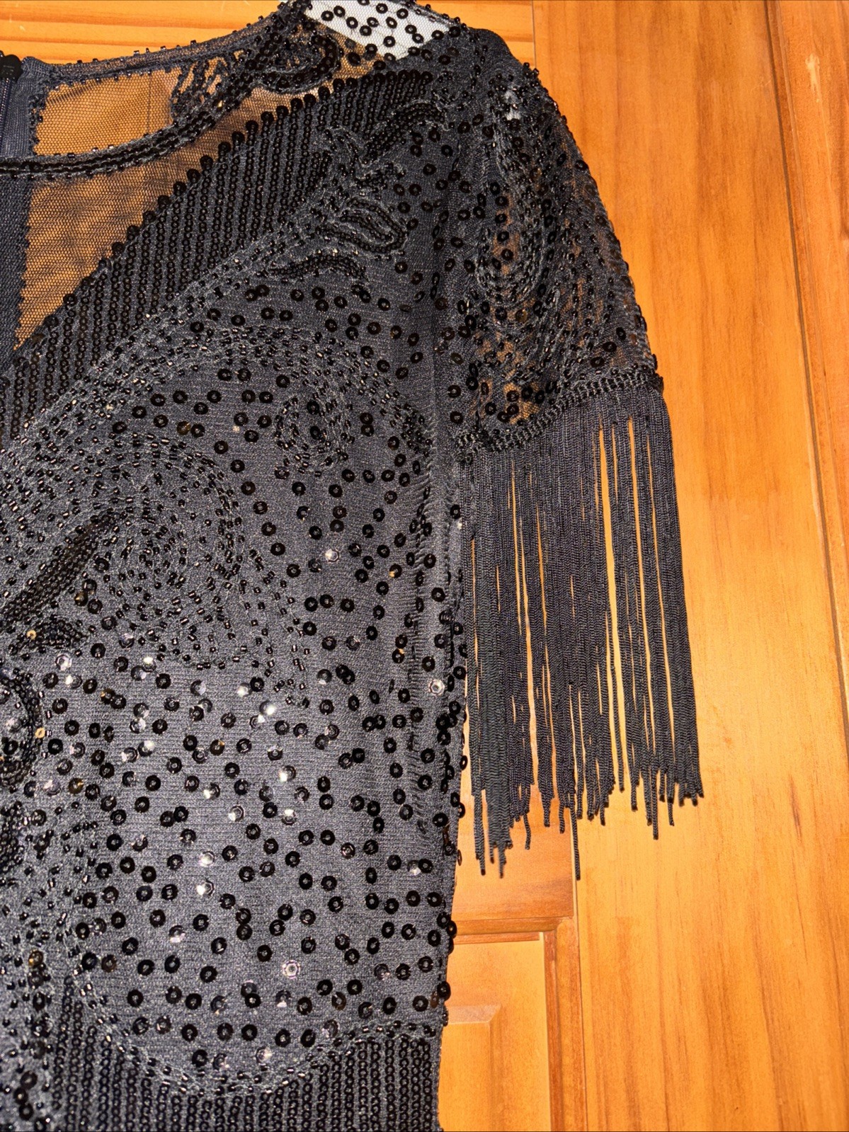 Flapper Dress Black Size 6 PrettyGuide ’20s Sequin Beaded Cocktail