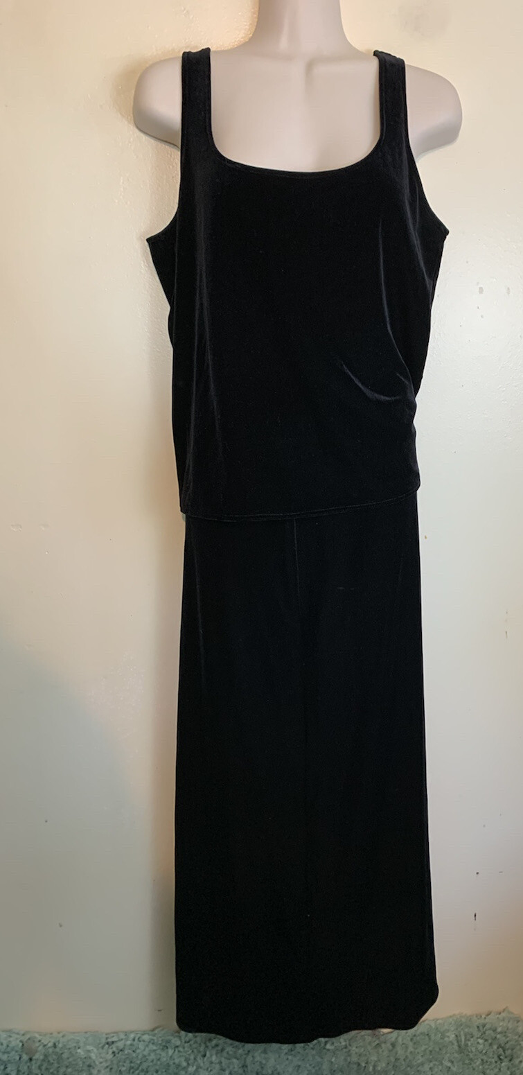 JR NITES CALIENDO Black 2pc Velvet Formal Gown Top Skirt Set size M