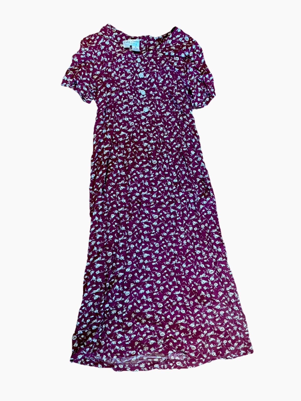 Vintage 90s mom Betsy Lauren dress rayon M tie back ditsy floral rosebud app