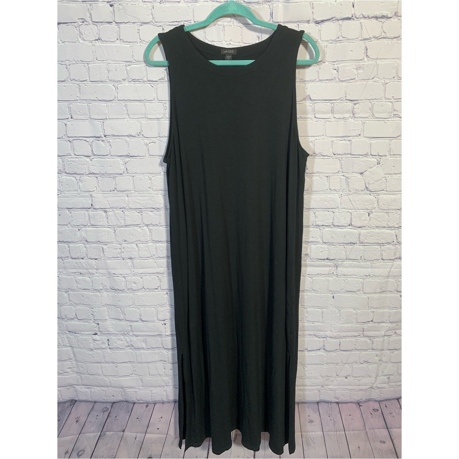 J.Jill Womens Sleeveless Scoop Neck Maxi Dress Black Size XLP Minimalist Casual