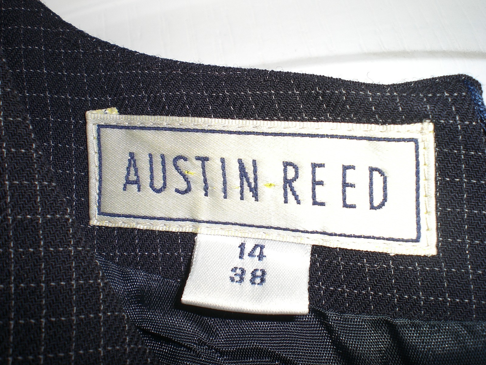 Classic Austin Reed Blue Worsted Wool Lined Dress UK Size 14 length 39 inches