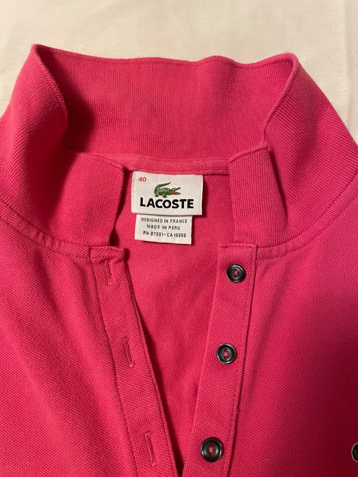 Lacoste Women’s Slim Fit Stretch Mini Piqué Polo Dress Pink Short Sleeve Size 40