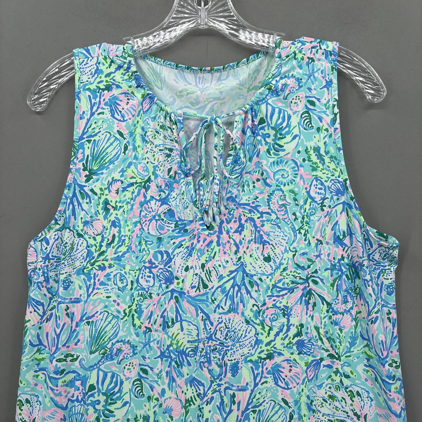 Lilly Pulitzer Dress Medium Blue Green Sea Life Shift Tank Keyhole Johana Preppy