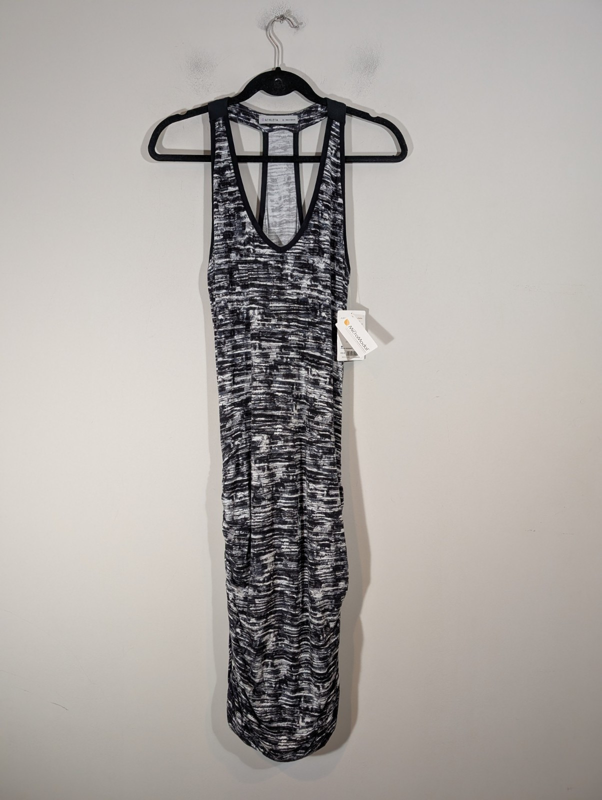 Athleta Womens Space Dye Ruched Stretch Athletic Dress Sz M Bodycon Casual Beach