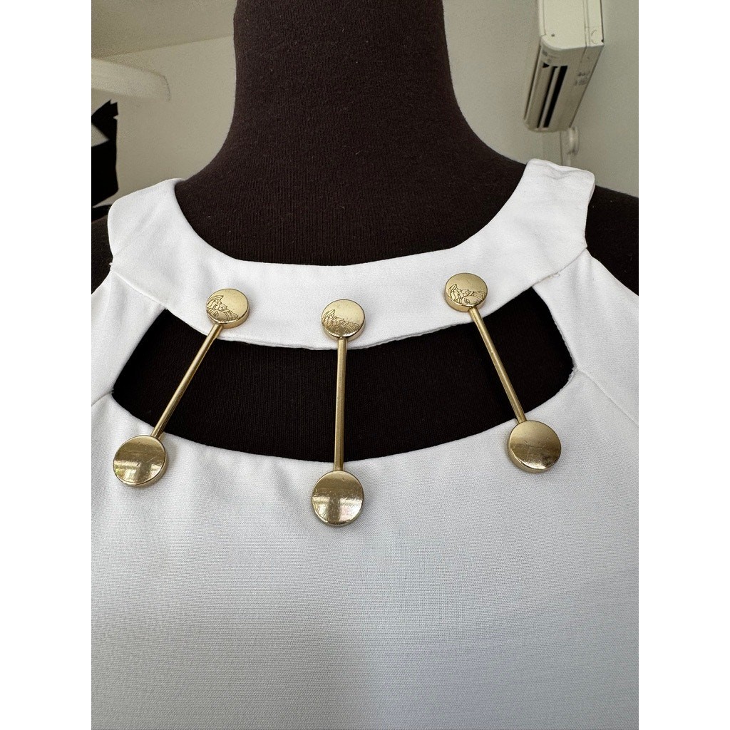 Versace RARE White Sheath Dress Gold Medusa Hardware Size 42 (xs-sm)
