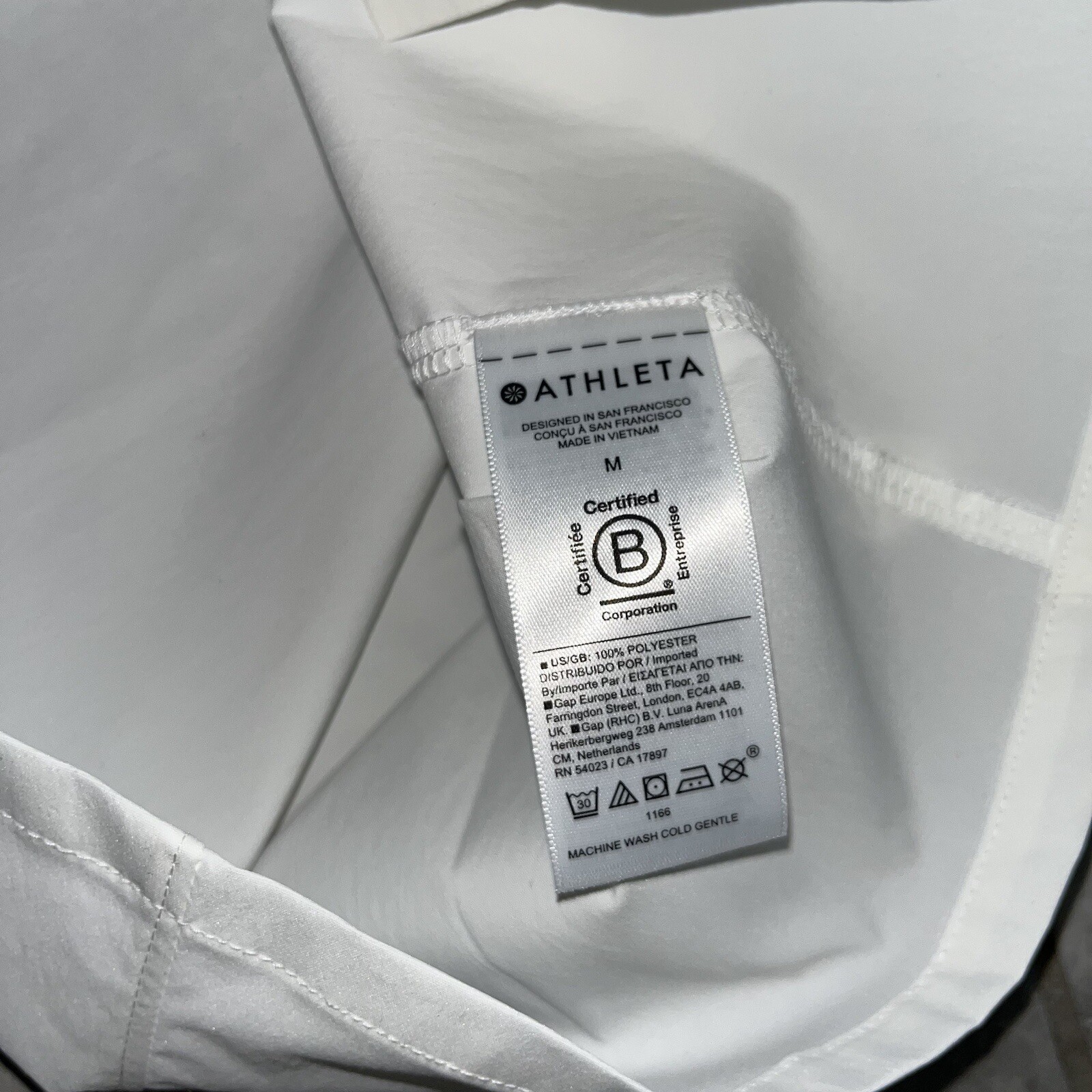 Athleta White Long Sleeve Button Shirt Dress Midi Cinched Waist Pocket M New