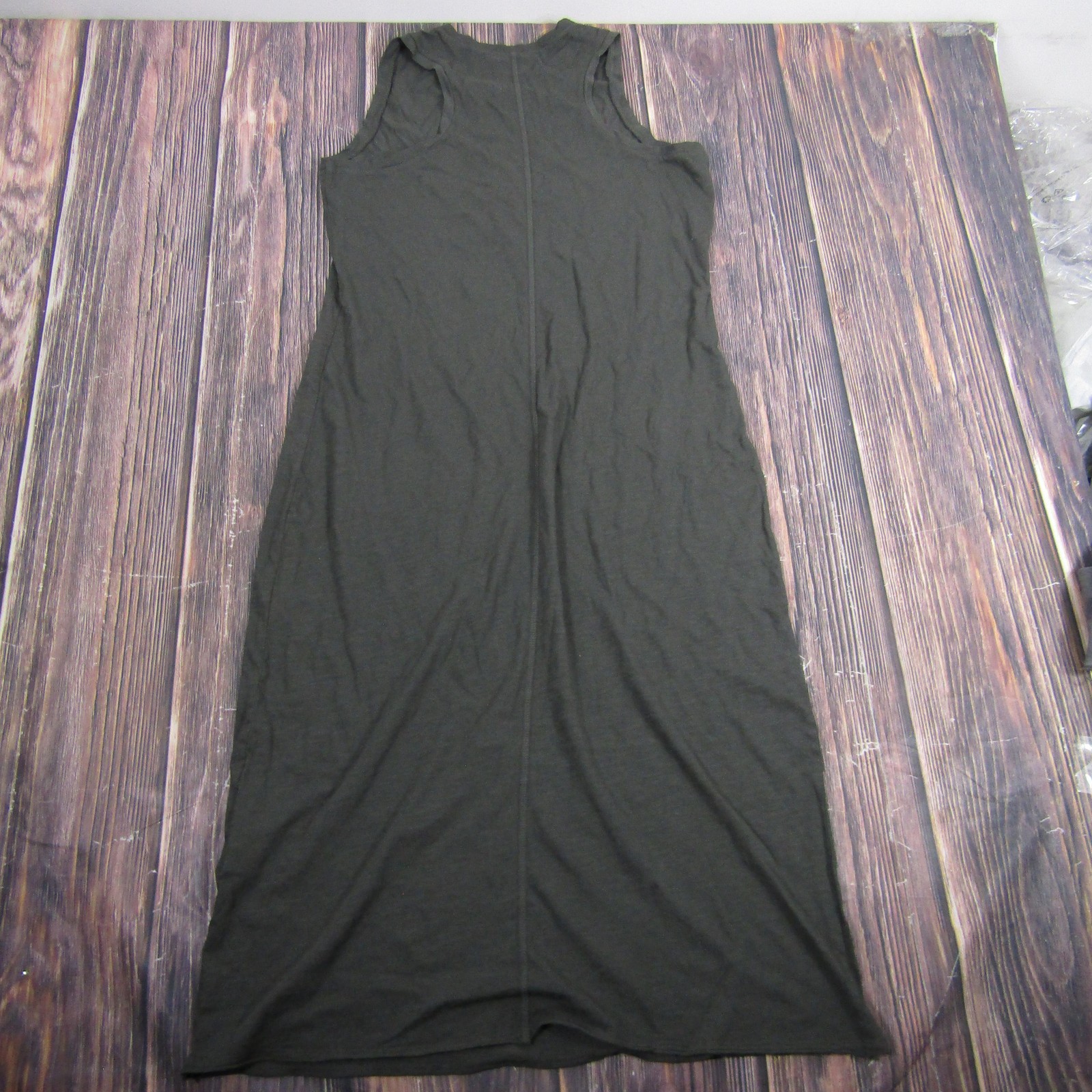 MATE Dress Womens Large Black Midi Sleeveless Henley Tank Knit Made in USA