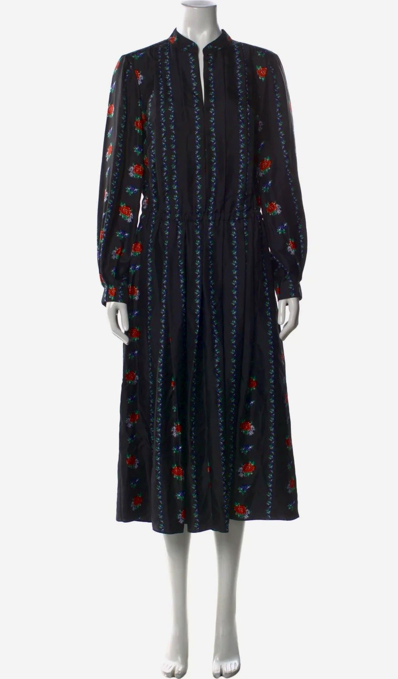 TORY BURCH FLORAL SILK MIDI DRESS SIZE S 4 US New (without tags)