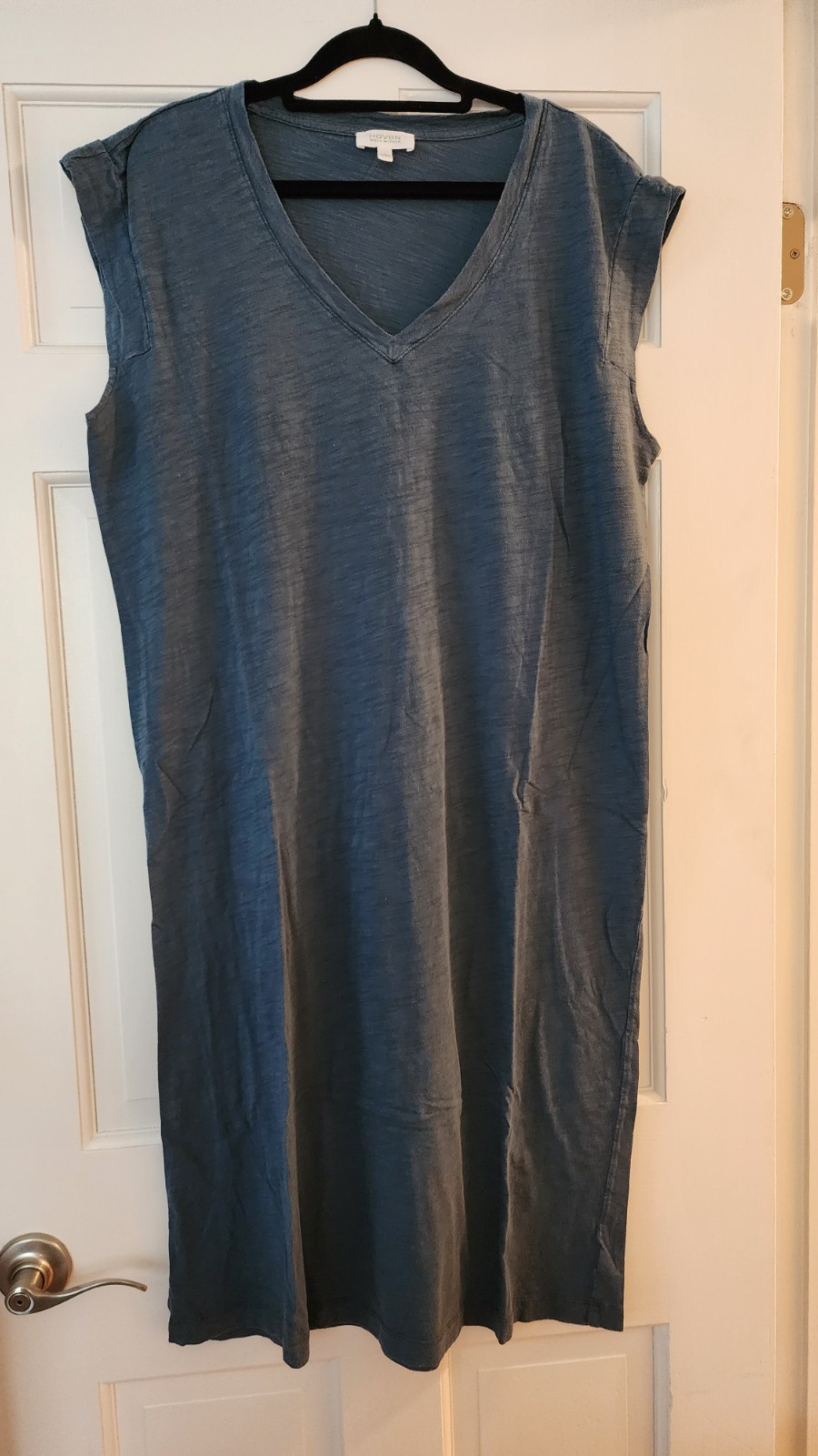 Haven Well Within TShirt Dress Women Large – Blue/Gray Organic Cotton VNeck