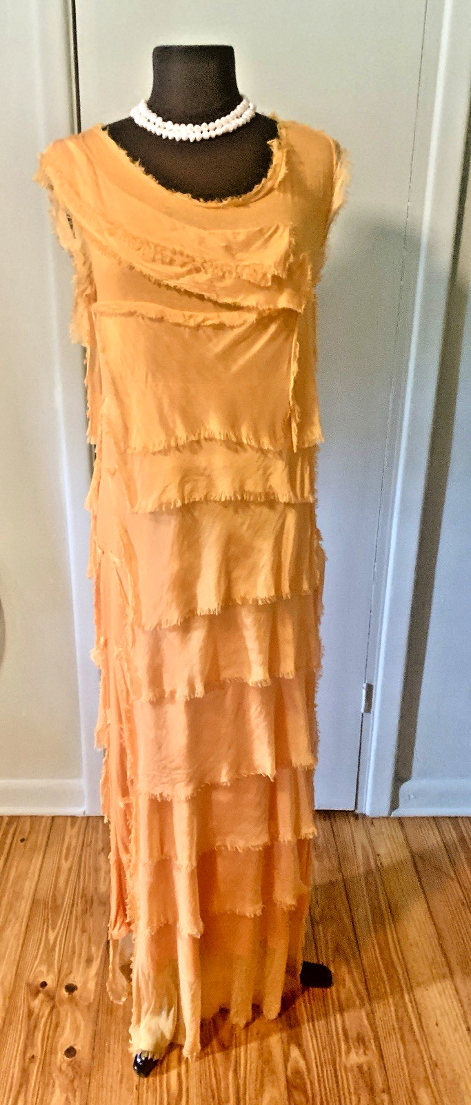 Anna Melani NWT Silk Blend Tangerine Layered Maxi Dress L