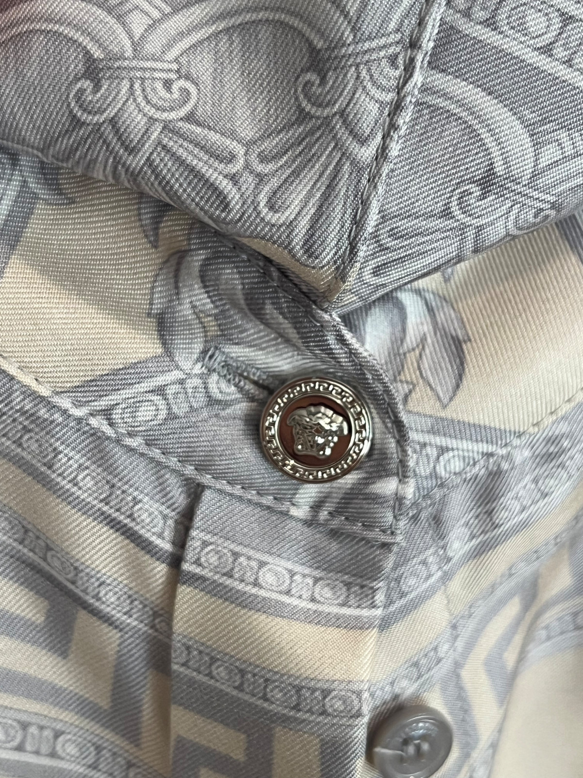 Versace Medusa Grey Silver Rhinestone Shirt Dress 3,100.00 Neverworn SZ:44