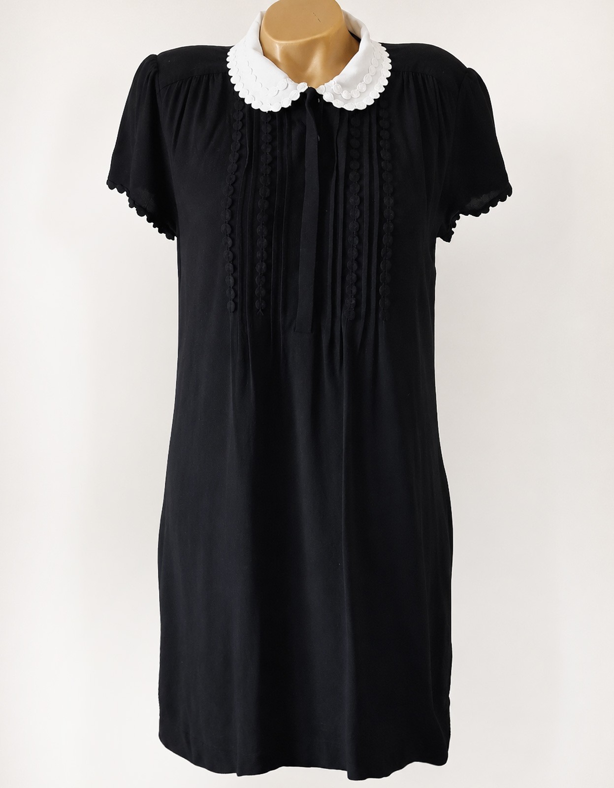 Phase Eight Black Ivory Tunic Dress UK 8 Collared Stretch Pockets Smart Casual