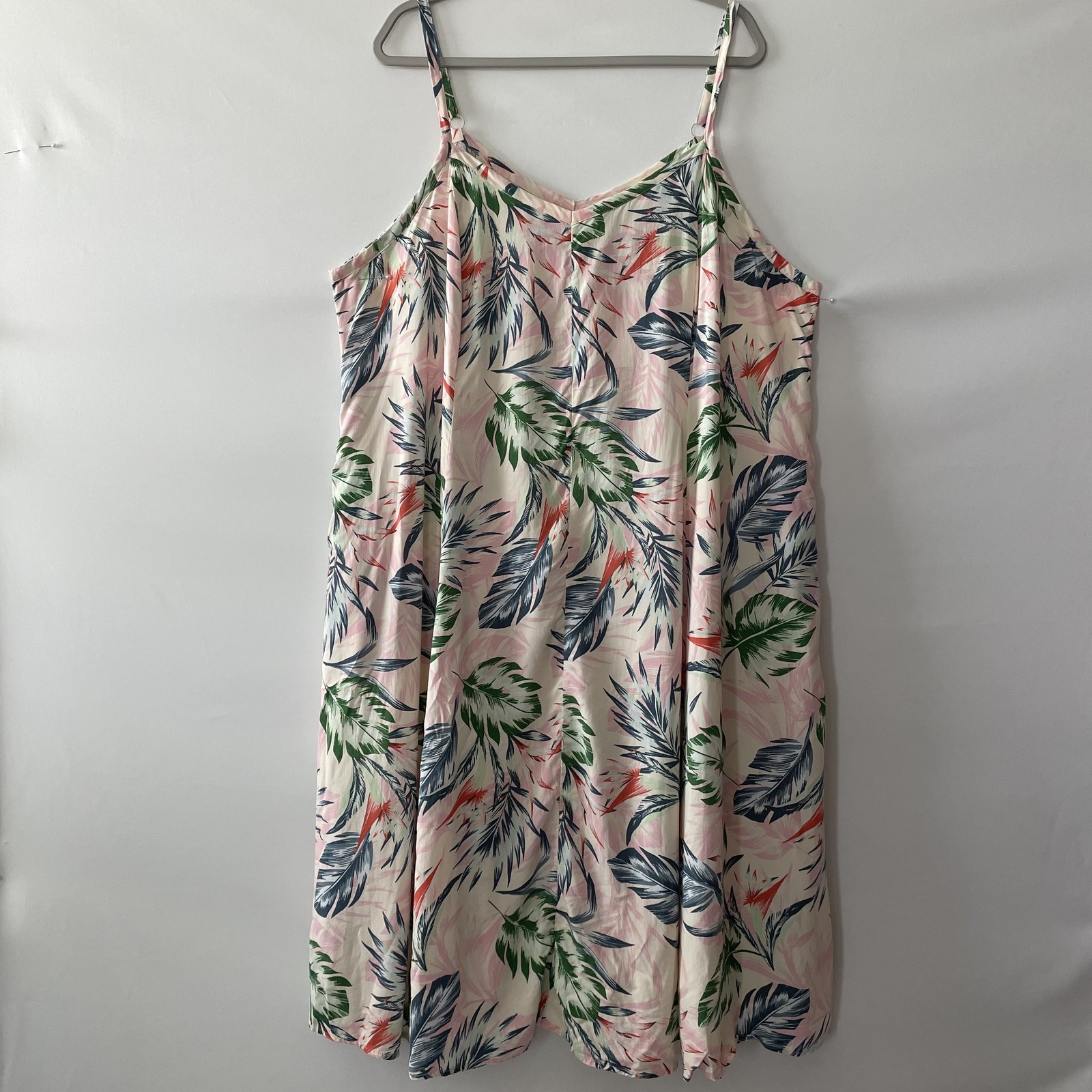 Torrid Swing Dress Sleeveless Tropical Leaf Print Pink Plus Size 2X