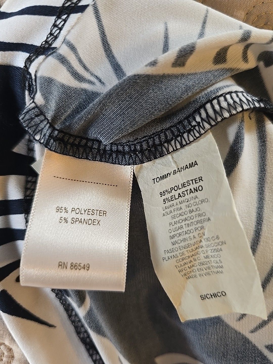 Tommy Bahama “S” Blue and White Leaf Pattern Sleevless Summer Dress