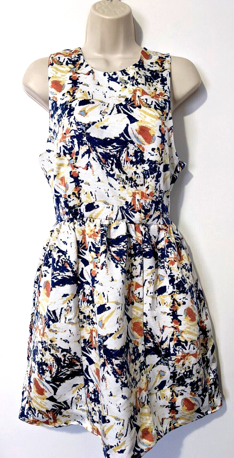 Pim + Larkin Women’s Floral Dress Sz Small 100% Polyester Cross Back EUC