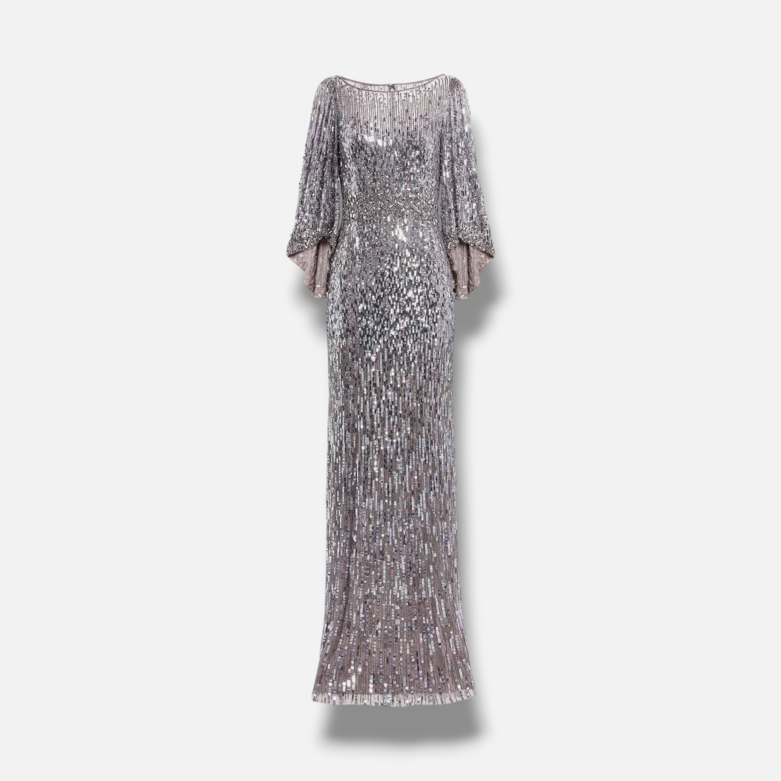 Jenny Packham Women’s Silver Sequins Embellished Boatneck Ines Dress Size 8