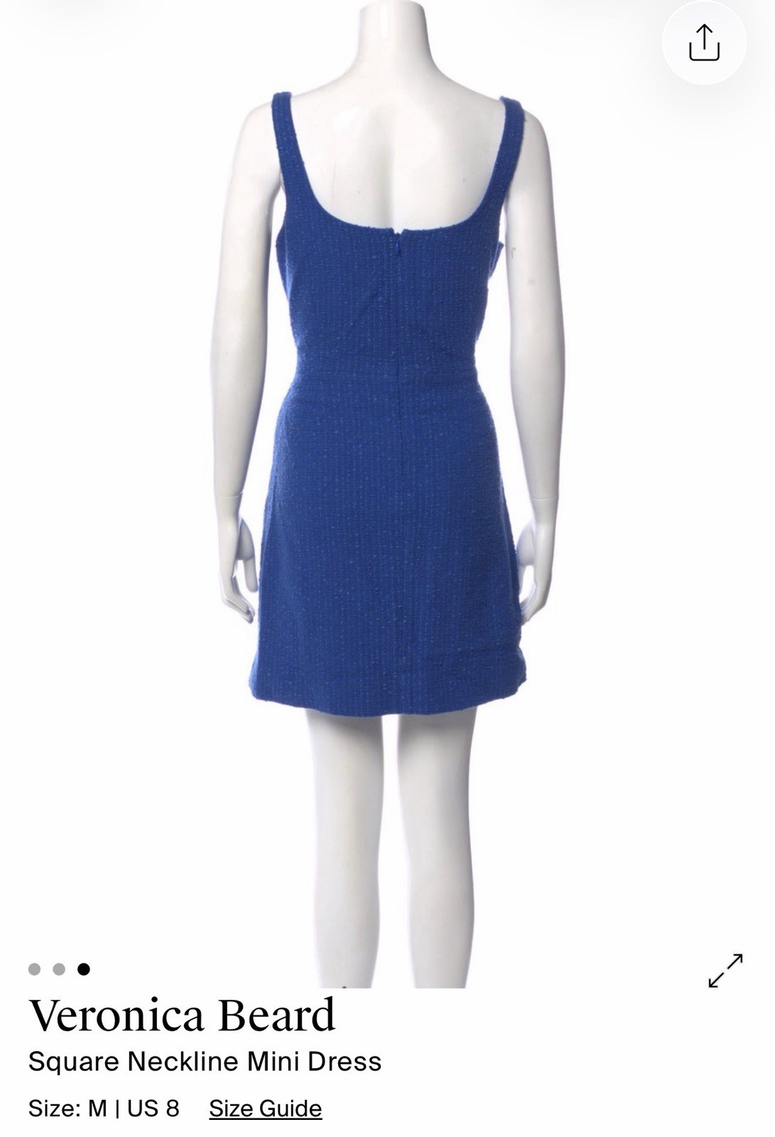 Veronica Beard Blue Textured Tweed Mini Dress | Square Neck | Sleeveless | Sz 8