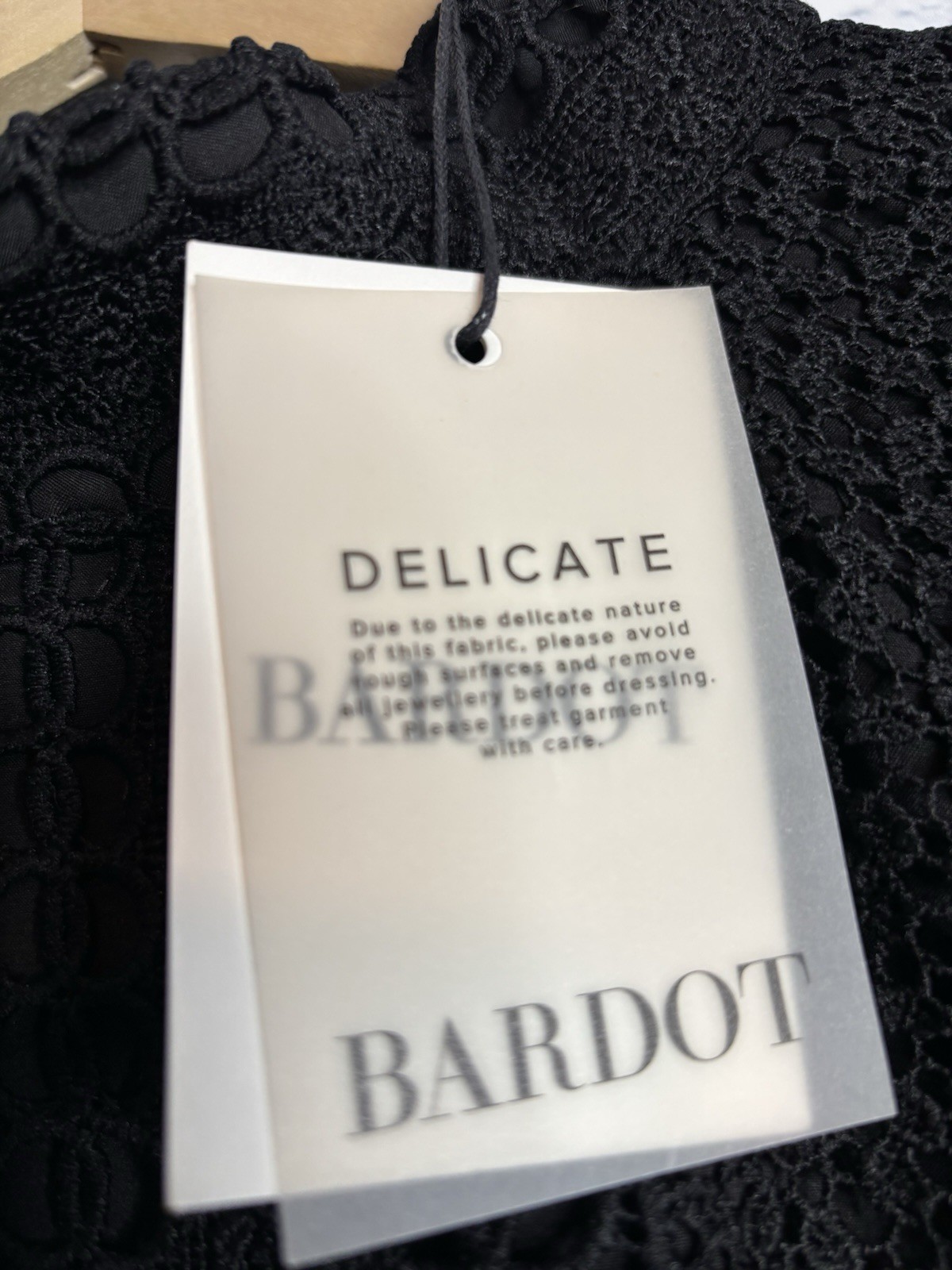 Bardot Brooke Lace Dress Black Size 12 XL NWT Puff Sleeve Mock Neck Cocktail