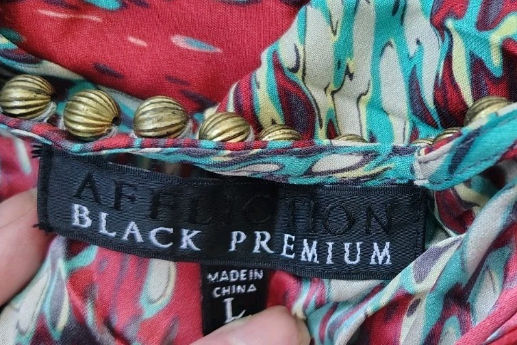 Affliction Black Premium Silky Multicolor Dress L