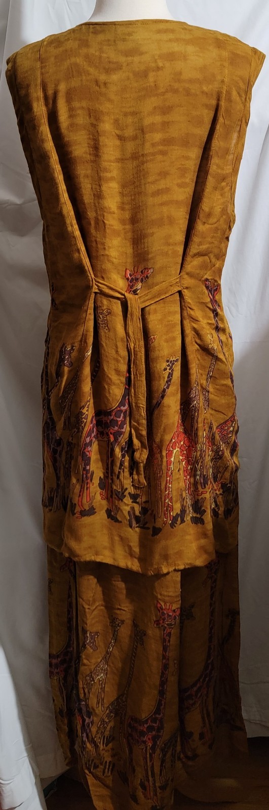 BLACK MAGIC BOHO STYLE 2 PC WOMEN XL TOP /MATCHING SKIRT/BROWN & PRETTY GIRAFFES