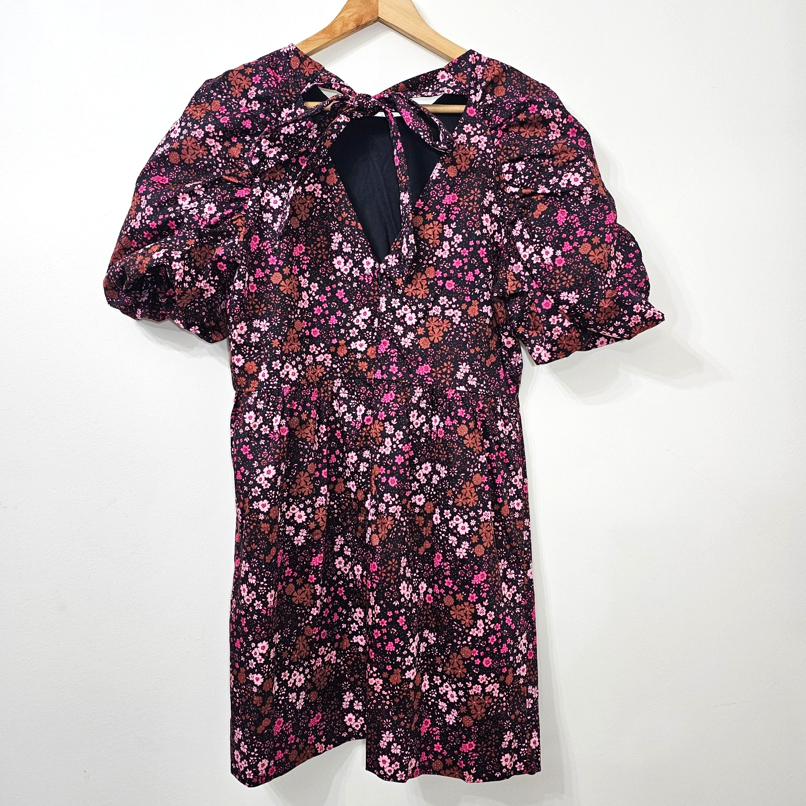 Oliver Bonas Multi Floral Print Puff Sleeve Mini Dress size 12 Ditsy Print Playf