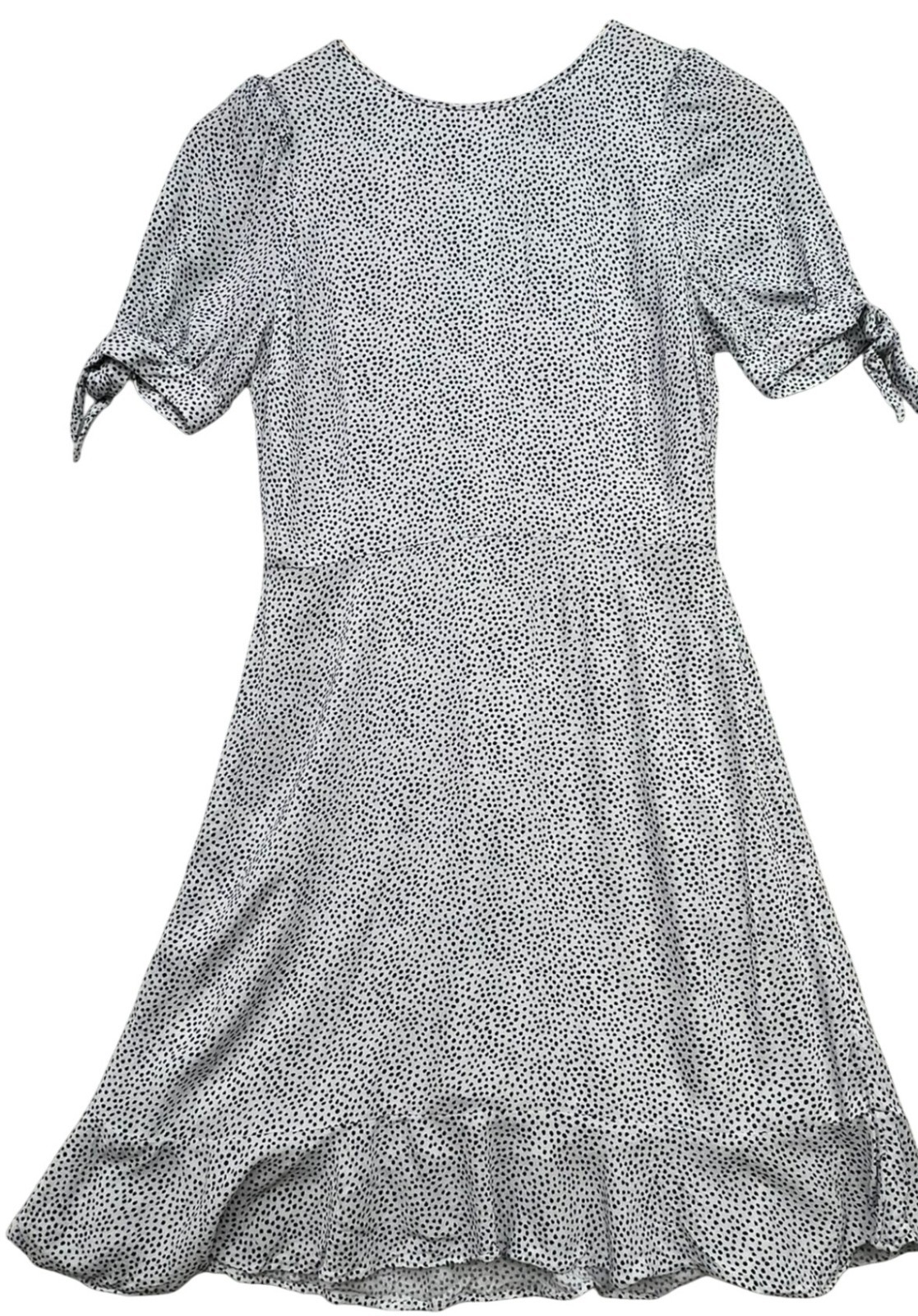 Banana Republic Womens Rayon Tie-Cuff Sleeve Dress Size 2 White Black Pebbled