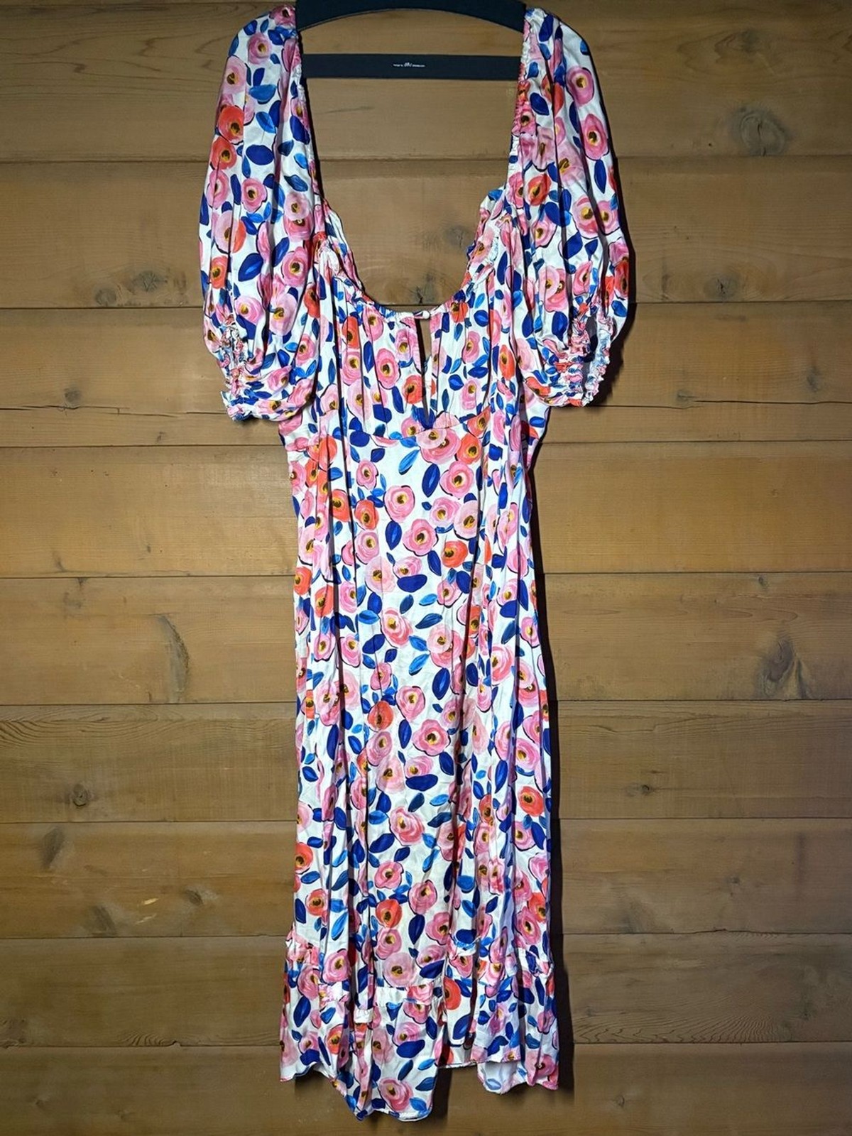 For Love & Lemons Floral Dress- Size 2X- Pink Blue & White- Plus Size Maxi Dress