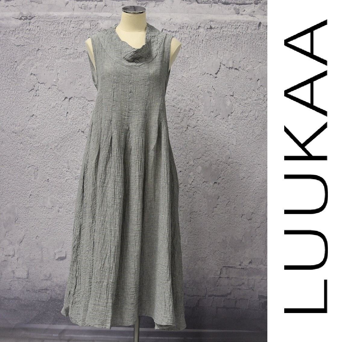 LUUKAA Linen 8Y0531 Lagenlook PINTUCK BODICE DRESS Tank (sizes 6-20) 2018 GREY